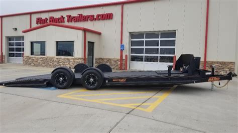 Flat rock trailers - Flat Rock Trailers 254-420-1112 8.5' x 24' Raven Car Hauler 2 - 5.2K Torsion Brake Axles Premium Escape Door Rear Spoiler W/ 3 Load Lights Winch...